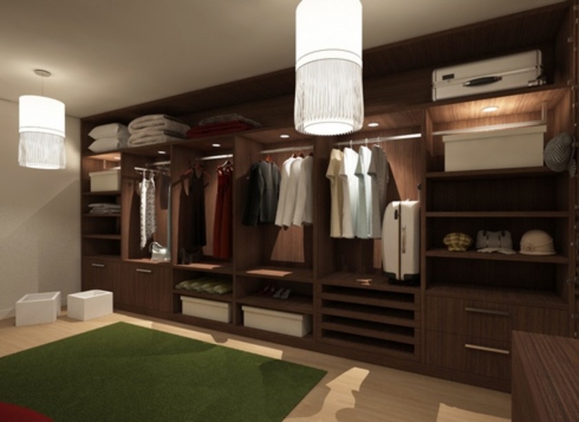 Классическая гардеробная комната из массива с подсветкой Тула
