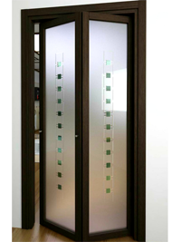 Складные двери гармошка с матовым стеклом Тула
